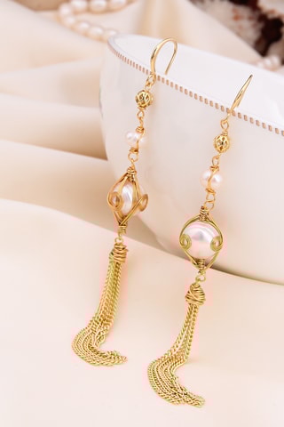 Pendientes - Dorado y blanco