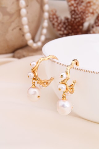 Pendientes - Dorado y blanco