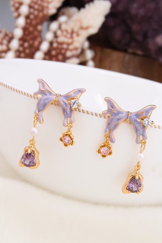 Pendientes - Dorado y violeta