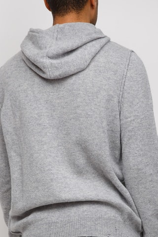 Pull en laine à capuche - Gris foncé