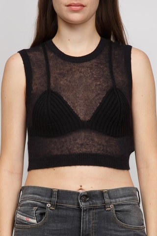 Crop top en mohair et alpaga - Noir