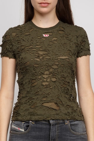 Top bi-matière - Vert olive