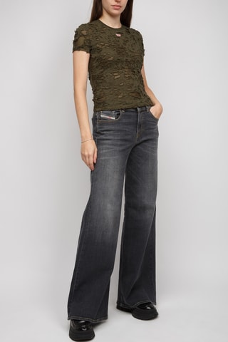 Top bi-matière - Vert olive