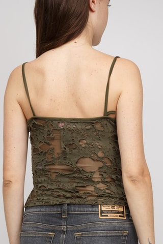 Top bi-matière - Vert olive