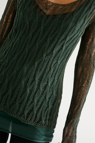 T-shirt en lin - Vert foncé