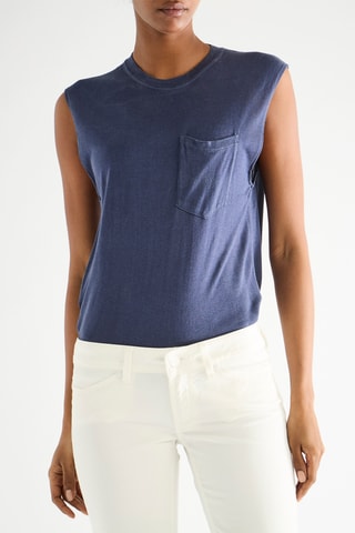 T-shirt en soie - Bleu marine