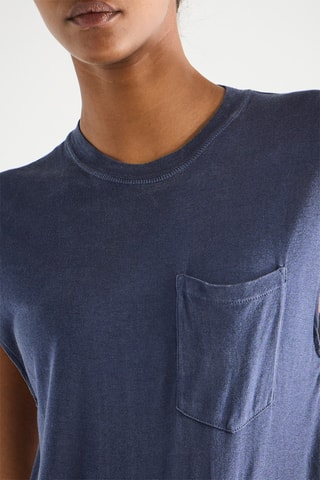 T-shirt en soie - Bleu marine