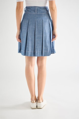 Jupe taille haute plissée - Bleu