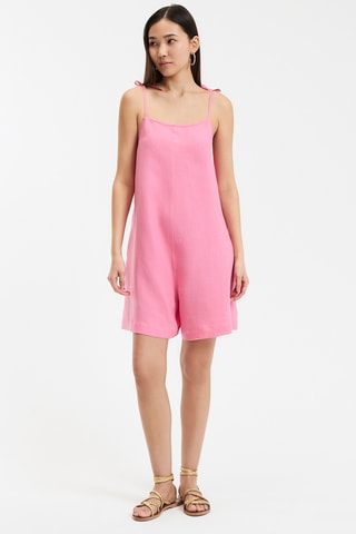 Tuta corta in lino - Rosa