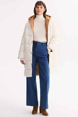 Piumino lungo double face - Avorio e taupe