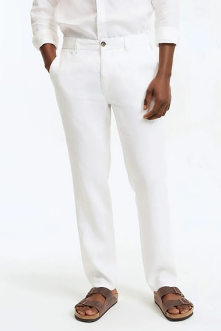 Pantaloni straight in lino Isaac - Bianco