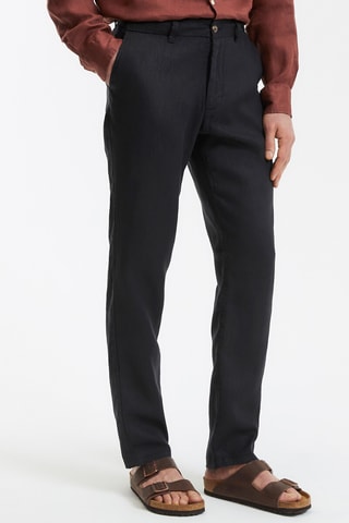 Pantaloni straight in lino Isaac - Nero