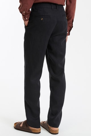 Pantaloni straight in lino Isaac - Nero