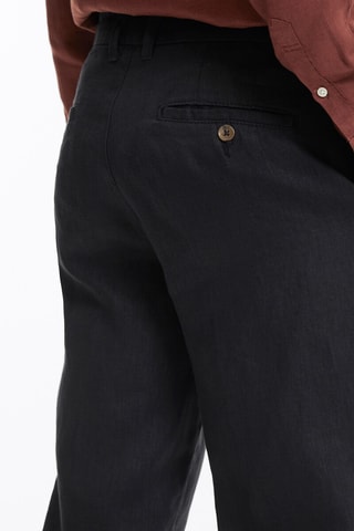 Pantaloni straight in lino Isaac - Nero