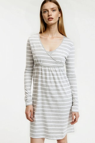 Camicia da notte in cotone bio - Grigio e bianco