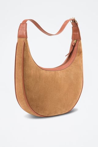 Borsa a spalla in crosta di pelle Allize - Marrone chiaro