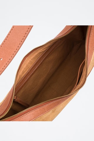 Borsa a spalla in crosta di pelle Allize - Marrone chiaro