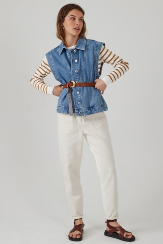 Maglia in cotone bio - Ecrù e marrone