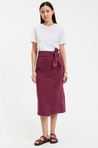 Gonna a portafoglio in cotone bio a vita alta - Bordeaux