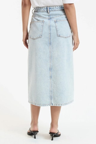 Gonna taglio dritto in jeans e cotone bio a vita alta - Azzurro