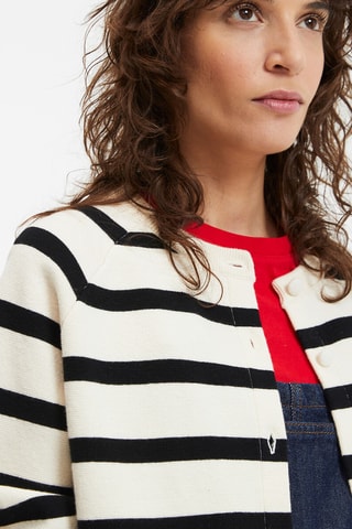 Cardigan in lana - Ecrù e nero