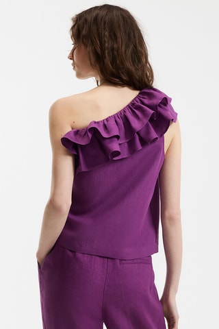 Top asimmetrico in lino - Viola
