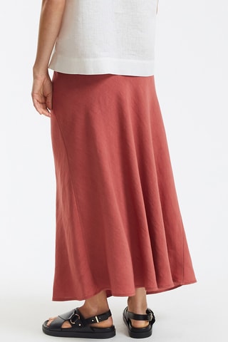 Gonna lunga in lino - Rosa antico
