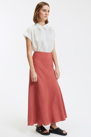 Gonna lunga in lino - Rosa antico