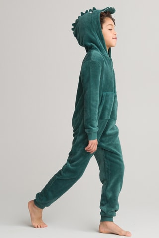 Pigiamino in pile con cappuccio - Verde