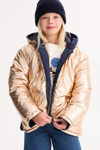 Piumino con cappuccio - Navy e dorato