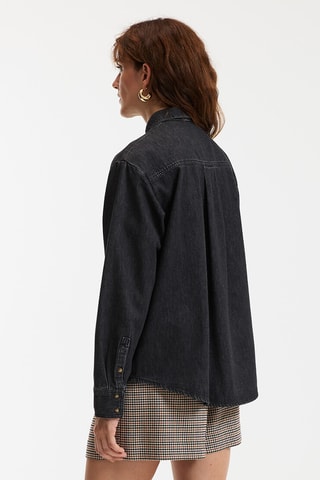 Sovracamicia in jeans Marlène - Nero melange