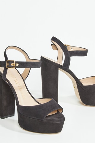 Sandalias de piel caprina nobuk de tacón Ryder - Negro