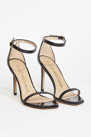 Sandalias de piel bovina de charol de tacón Nudistcurve - Negro