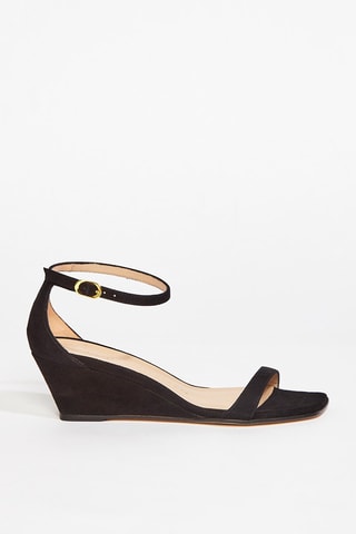 Sandales compensées en cuir de chèvre nubuck Nudistcurve - Noir