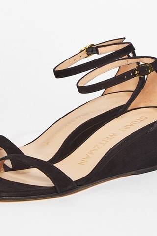 Sandales compensées en cuir de chèvre nubuck Nudistcurve - Noir