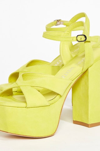 Sandalias de piel caprina de tacón - Pistacho