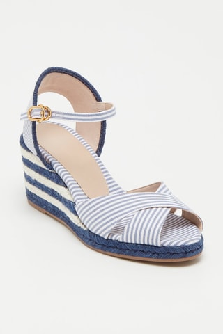 Sandalias de cuña Mirela - 
Blanco y azul marino