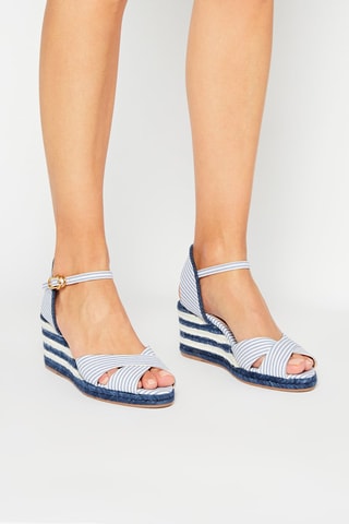 Sandalias de cuña Mirela - 
Blanco y azul marino