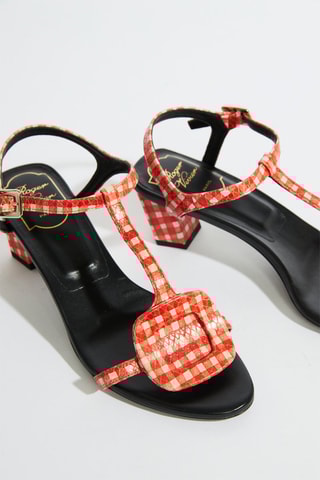 Sandalias de piel de tacón - Rojo