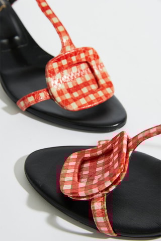 Sandalias de piel de tacón - Rojo