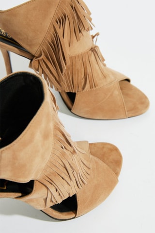 Sandalias de nobuk de tacón - Beige