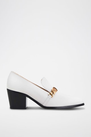 Mocasines de piel de tacón - Blanco
