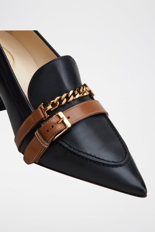 Mocasines de piel de tacón - Negro