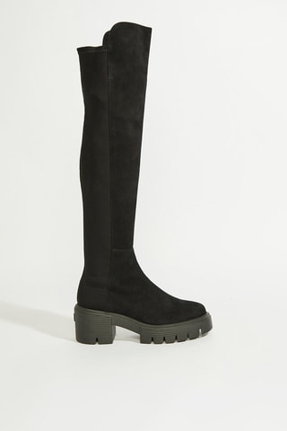 Botas acima do joelho em couro - Preto