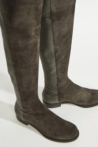 Botas acima do joelho em couro - Castanho