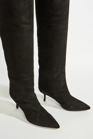 Botas acima do joelho em couro - Preto