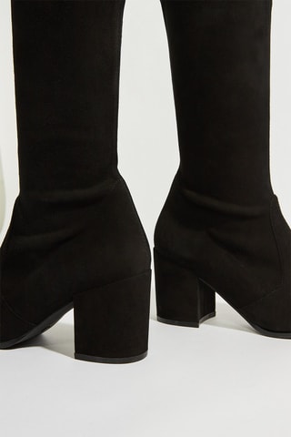 Botas acima do joelho em couro - Preto