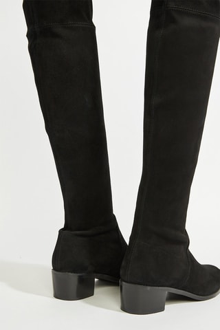 Botas acima do joelho em couro - Preto