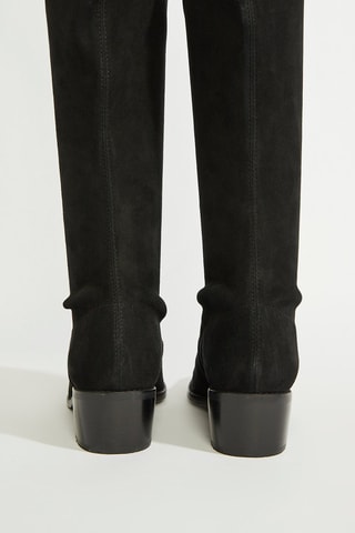 Botas acima do joelho em couro - Preto