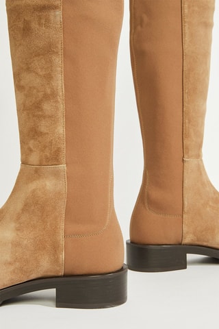 Botas acima do joelho em couro - Castanho claro